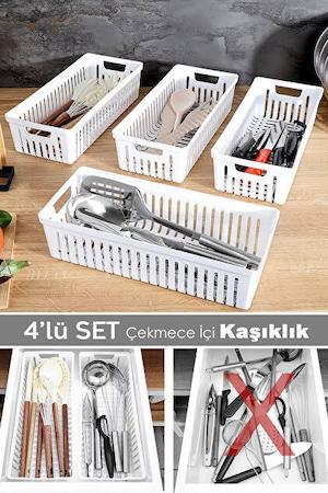 Meleni Home 4’lü Modüler Kaşıklık Seti Beyaz