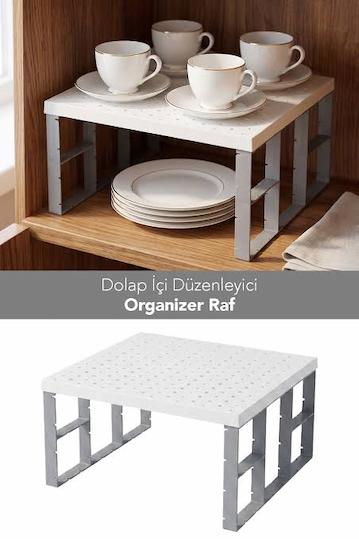 Meleni Home Dolap İçi Raf Düzenleyici Beyaz
